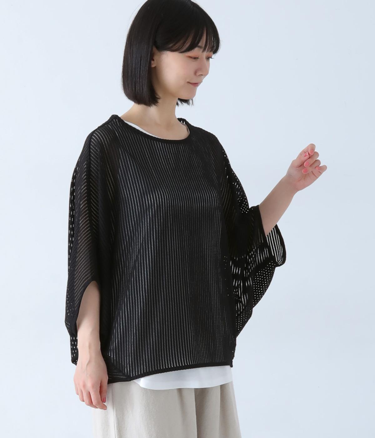 メッシュドルマンプルオーバー×天竺タンク アンサンブル(クロ-F)