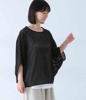 メッシュドルマンプルオーバー×天竺タンク アンサンブル(クロ-F)