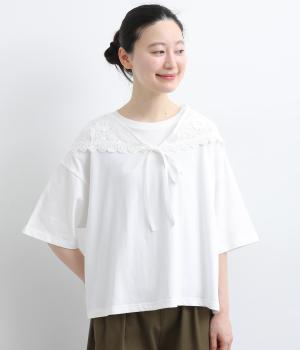 レーススカーフ付き天竺プルオーバー(オフ/レースオフ-F)