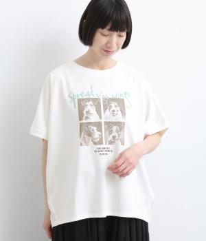 接触冷感　dogグラフィックゆるドルマンTEE(オフ-F)