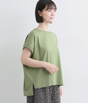シルケット風スムース　バックラグランTEE(グリーン-F)