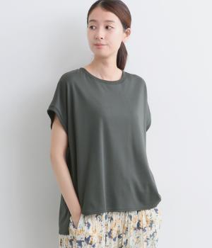 シルケット風スムース　バックラグランTEE(チャコール-F)