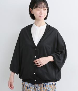 ラメ天竺 変形ワイドカーディガン(クロ-F)