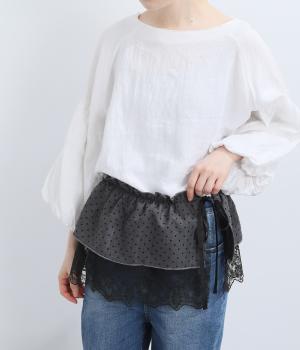 レースレイヤード（布帛×チュールレース）（グレー系ドット・F）