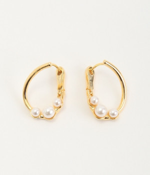 パール付きピアス(ゴールド-ONESIZE)