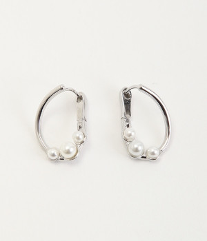 パール付きピアス(シルバー-ONESIZE)