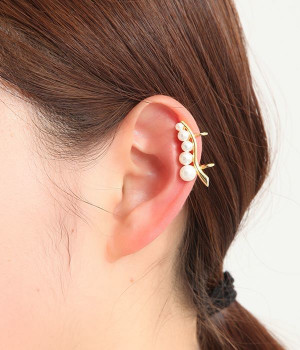 5連パール　イヤーカフ(ゴールド-ONESIZE)