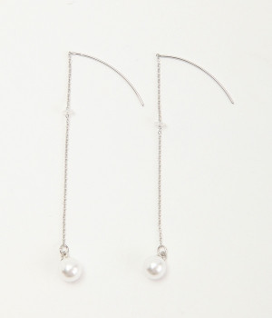 パールロングピアス(シルバー-ONESIZE)