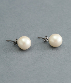 一粒パールピアス(ホワイト-ONESIZE)