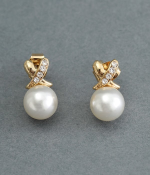 クロスラインパールピアス(ゴールド-ONESIZE)