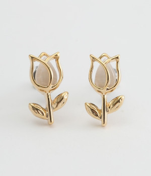 チューリップフレームピアス(アイボリー-ONESIZE)