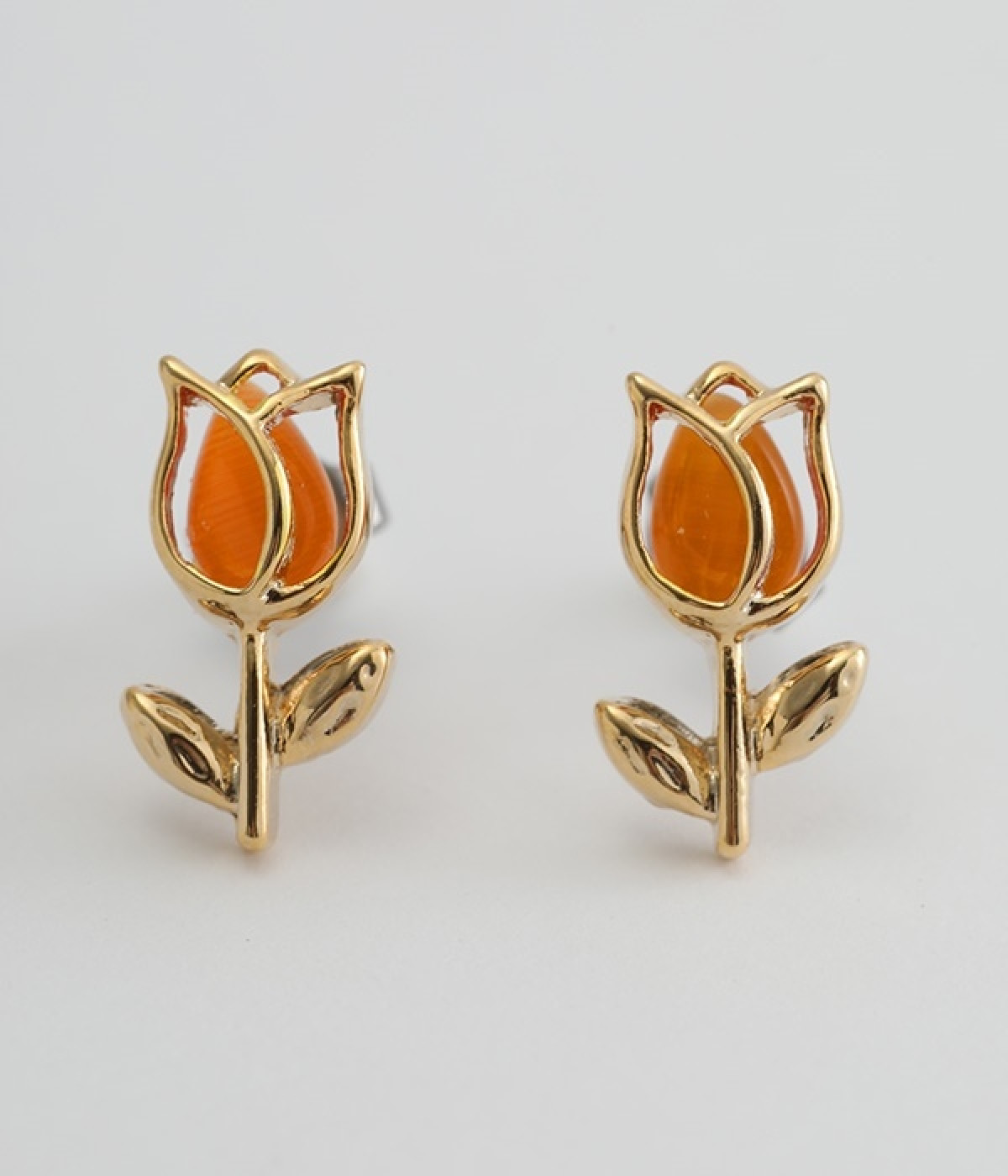 チューリップフレームピアス(オレンジ-ONESIZE)