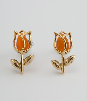 チューリップフレームピアス(オレンジ-ONESIZE)