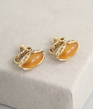 ニュアンスカラー アーモンドイヤリング(ブラウン-ONESIZE)