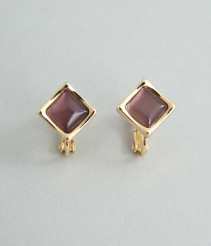 キャッツアイ スクエアイヤリング(パープル-ONESIZE)