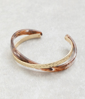 マーブルメタルクロスバングル(ブラウン-ONESIZE)