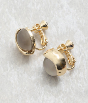 メタルカラーサークルイヤリング(グレー-ONESIZE)