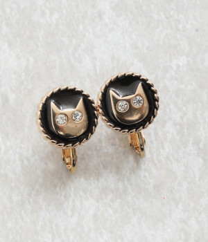 キャットストーンイヤリング(ブラック-ONESIZE)