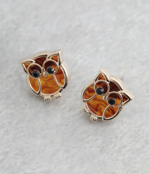 ふくろうピアス(ブラウン-ONESIZE)