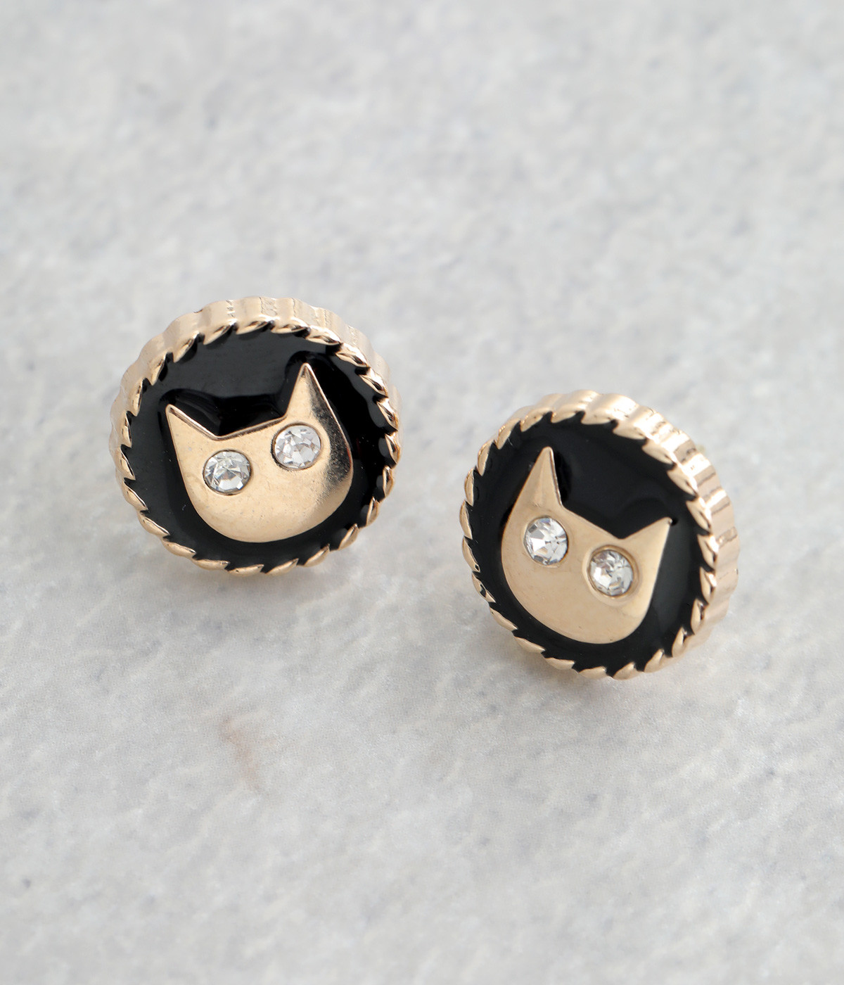 キャットストーンピアス(ブラック-ONESIZE)