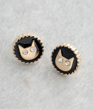 キャットストーンピアス(ブラック-ONESIZE)