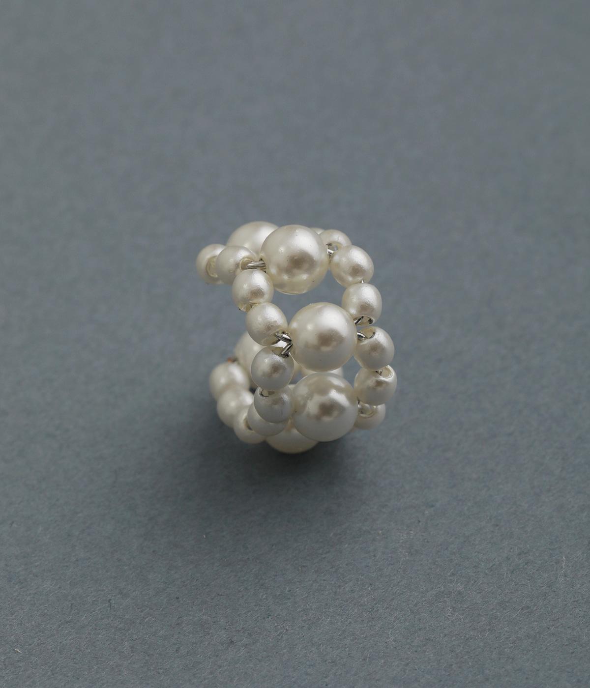 パールデザインイヤーカフ(ホワイト-F)