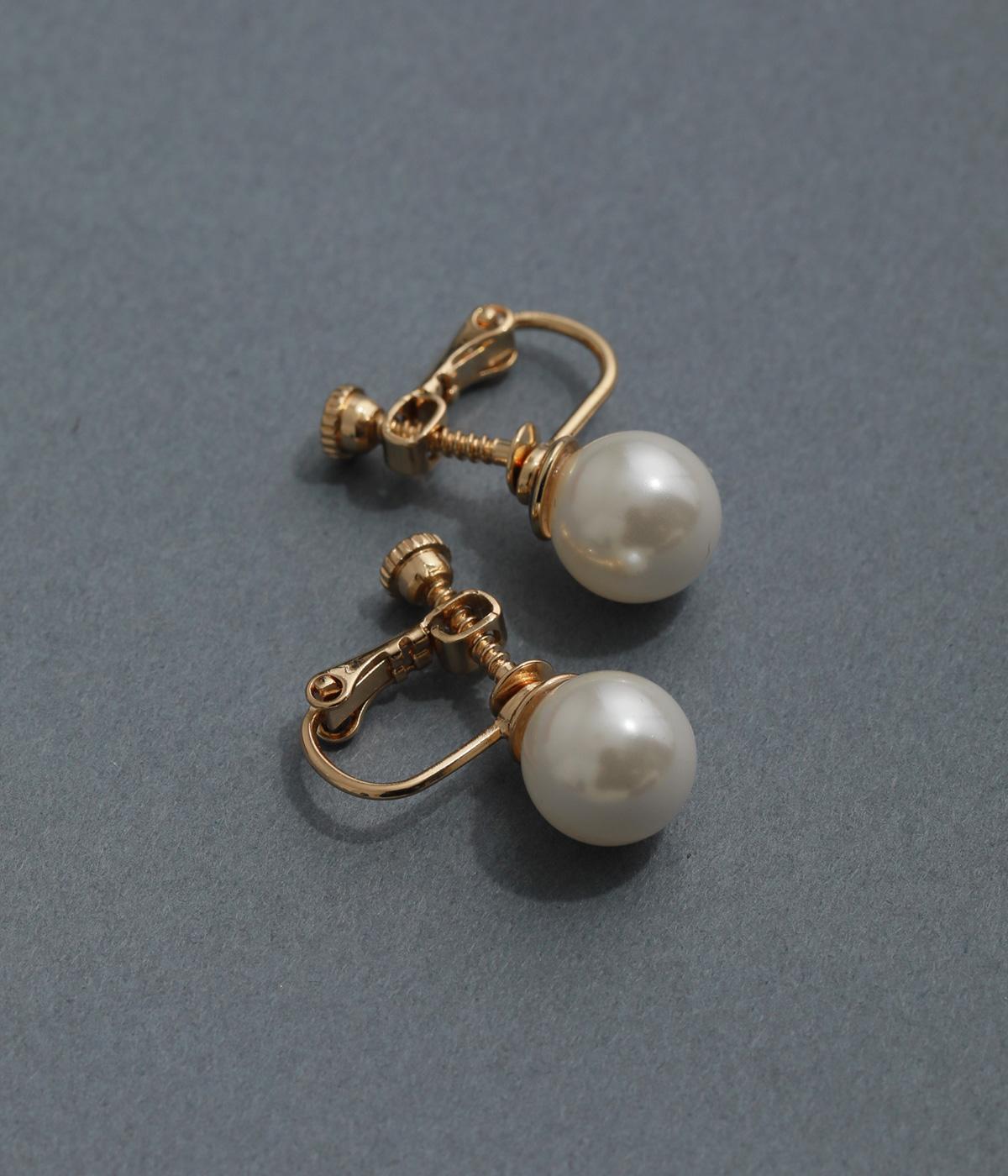1粒パールイヤリング(ゴールド-F)