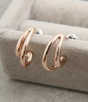 ロゼシルバーダブルラインピアス(ピンクゴールド-F)