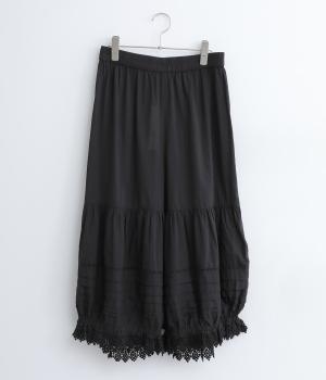 ローンキャンブリックはしごレース×ピンタックバルーンパンツ(クロ-L)