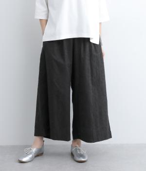 ローンキャンブリック刺繍オーバーレースリラックスワイドパンツ(クロ-L)