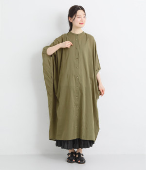 コットンボイルドルマンワンピース(カーキ-M)