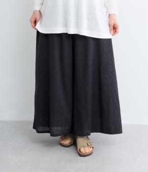 ジャカードドット柄ワイドパンツ(クロ-L)