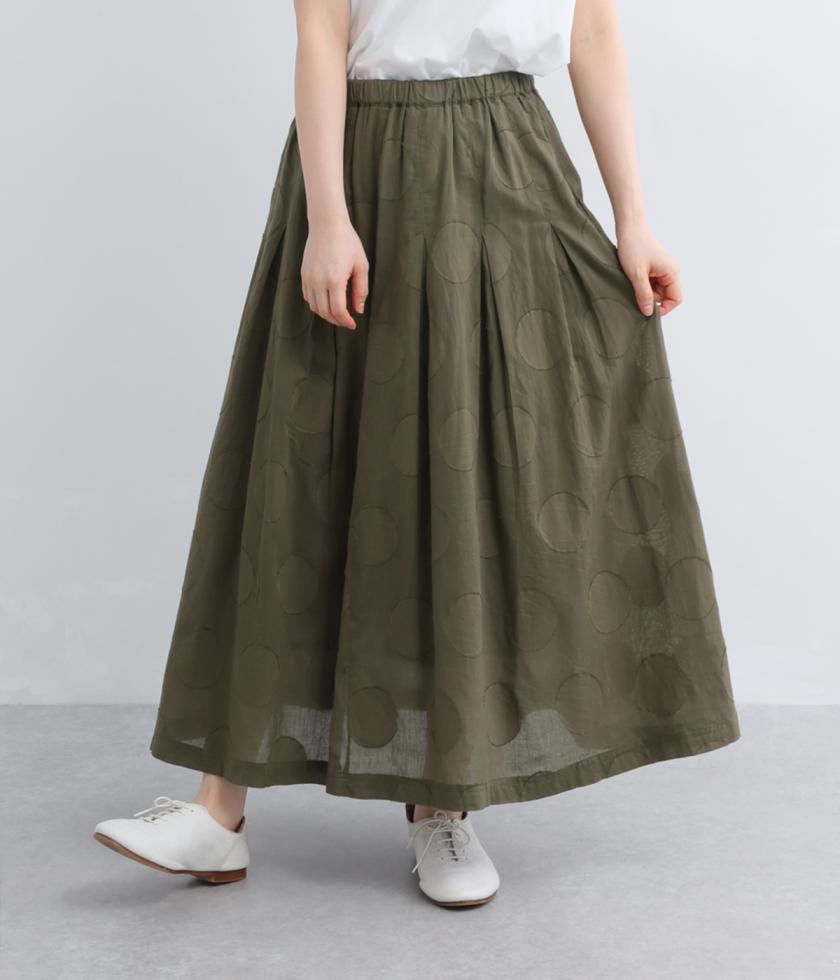 コットンボイル　ドットジャカードタックスカート