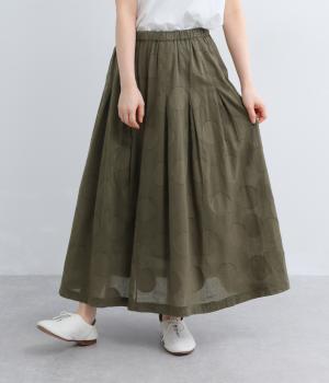 コットンボイル　ドットジャカードタックスカート