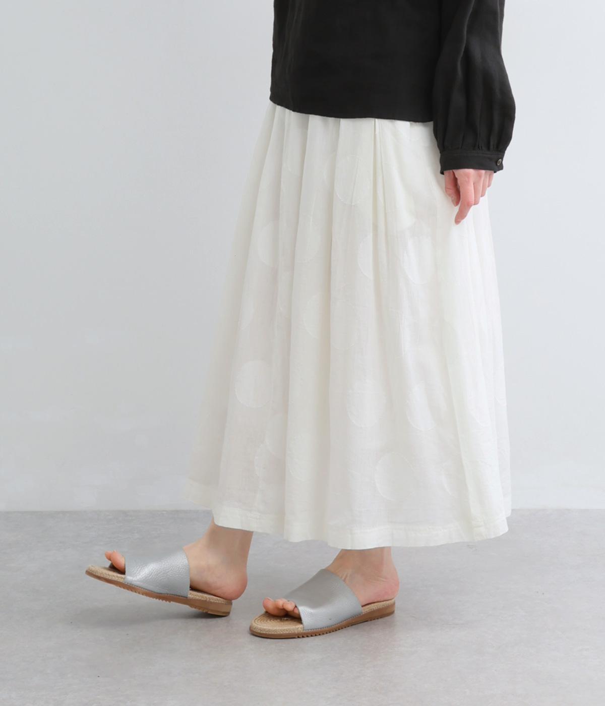 コットンボイル　ドットジャカードタックスカート(オフホワイト-M)