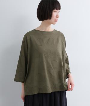 コットンボイル　ドットジャカードプルオーバーブラウス