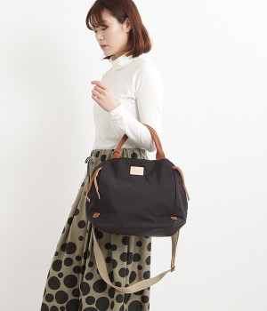 ナイロングログランカウレザー2WAYトート(ブラック-ONESIZE)