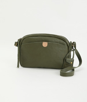 カウレザーミニショルダーバッグ(グリーン-ONESIZE)