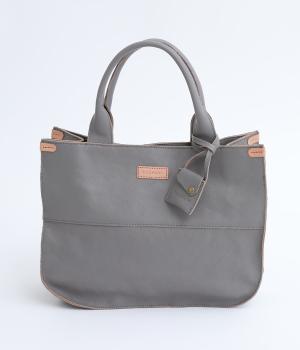 カウレザートートバッグ(グレー-ONESIZE)