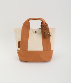 コンビキャンバスカウレザーミニトート(オレンジ-ONESIZE)