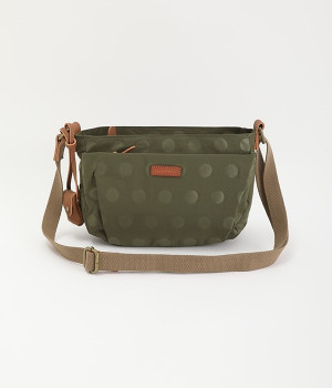 ナイロンドット　カウレザーミニショルダー(カーキ-ONESIZE)