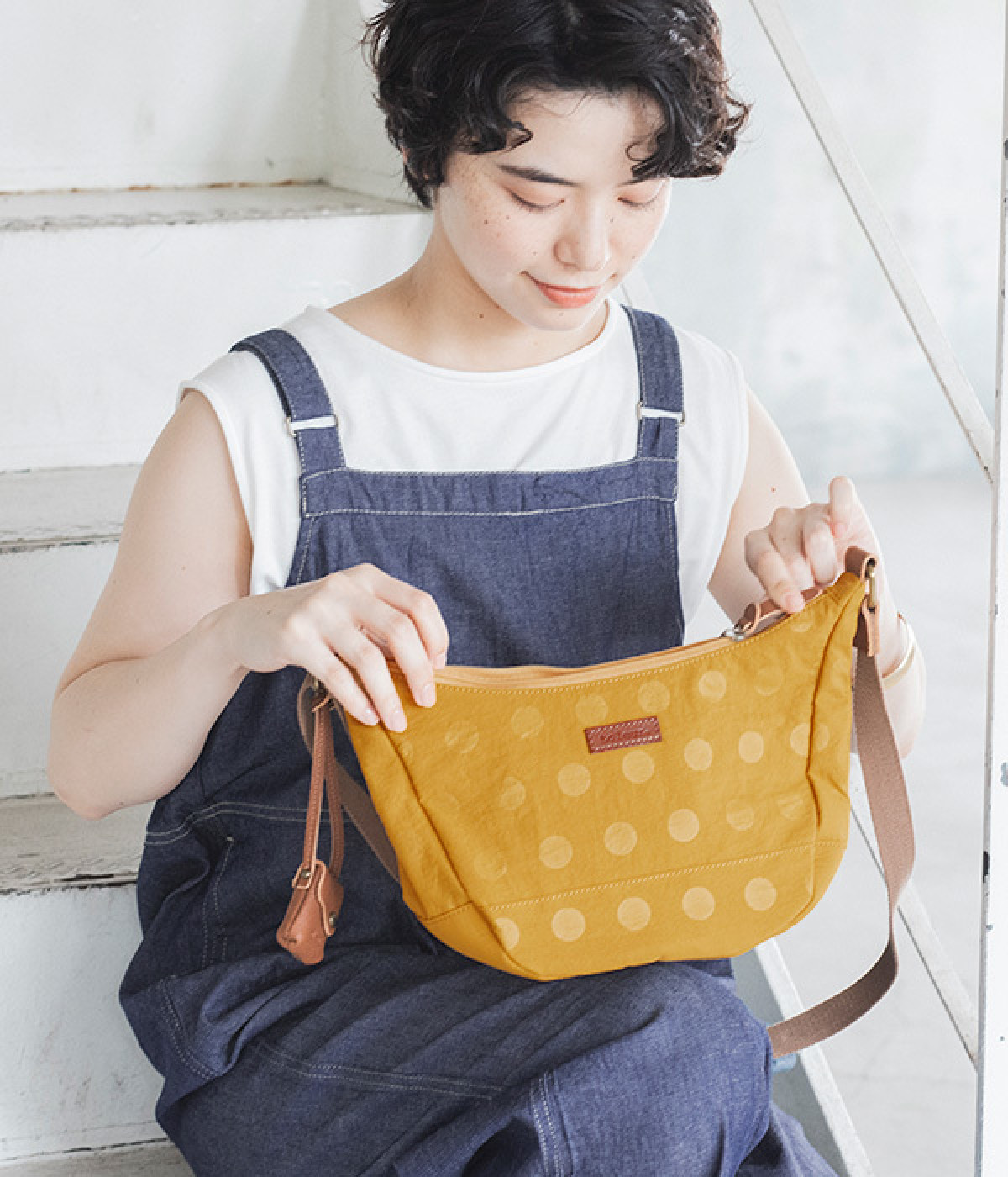 ナイロンドット ラウンドショルダー(マスタード-ONESIZE)