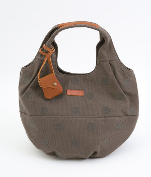 ドット刺繍　ラウンドトート(ダークグレー-ONESIZE)