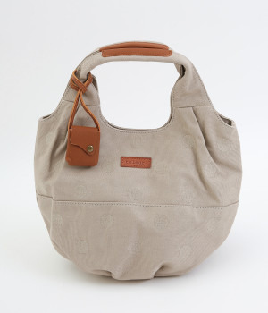 ドット刺繍　ラウンドトート(ライトグレー-ONESIZE)