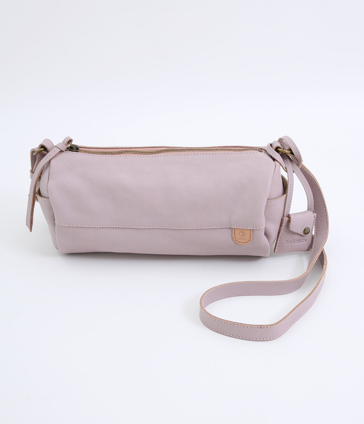 カウレザーロールショルダーバッグ(ラベンダー-ONESIZE)