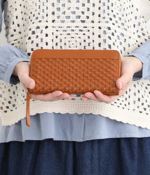 ホソメッシュ　ラウンドファスナーウォレット(キャメル-ONESIZE)