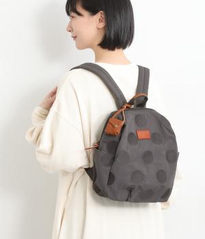 コットンナイロンドット刺繍リュック(グレー-F)
