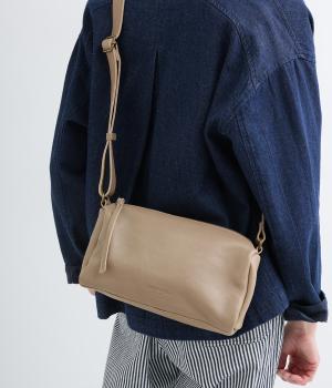 カウレザーボックスショルダー(グレーベージュ-F)