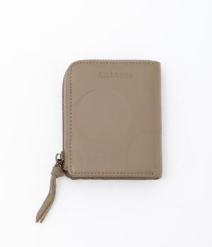 カウレザードットミニファスナーウォレット(グレーベージュ-F)