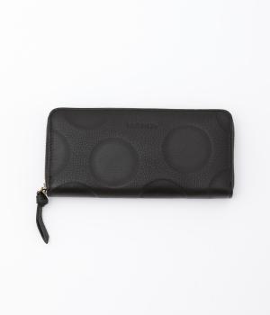 カウレザードットラウンドファスナーウォレット(ブラック-F)
